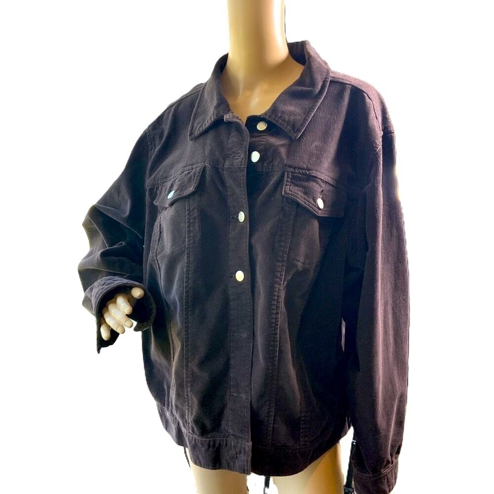 Avenue Blues Brown‎ Corduroy Button-Up Collared Casual Long Sleeve Jacket Sz Med